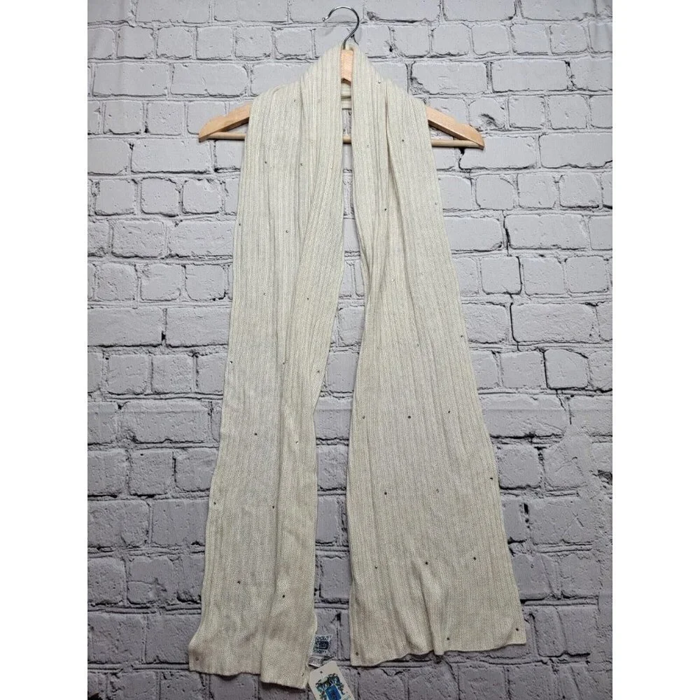 Portolano Wool Blend Ivory‎ Scarf Rhinestone Embellished Scarf